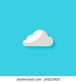 Cloud flat icon. Modern flat icons vector collection with long shadow effect in stylish colors of web design objects. Trendy Flat Style. Isolated on blue background. Flat design. EPS 10.