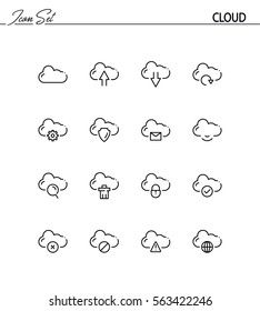 Cloud flat icon set. Collection of high quality outline symbols for web design, mobile app. Cloud vector thin line icons or logo.