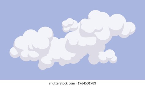 Cloud floating in the atmosphere, clear light blue sky. Good weather, heaven, beautiful peaceful day, cute meteorology sign. Vector flat style cartoon illustration, daytime background