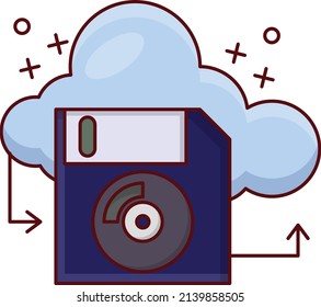 cloud floppy Vector illustration on a transparent background.Premium quality symmbols. vector line flat  icon for concept and graphic design.