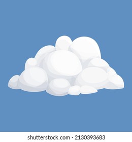 Cloud fluffy clip art, sky, weather element in cartoon style isolated on white background. Nature clip art.