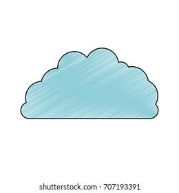 cloud fluffy to pencils colored silhouette vector illustration