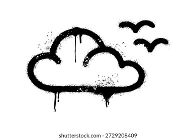 Wolke und fliegende Vögel Graffiti Spray Farbe Schablone Kunst für Stadtdesign