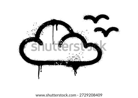Cloud and flying birds graffiti spray paint stencil art for urban design