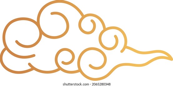 Cloud flying in sky. Oriental style ink ornament