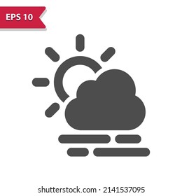 Cloud And Fog Icon - Foggy, Weather, Cloudy, Sun. Professional, pixel perfect icon, EPS 10 format.