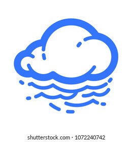 Cloud and fog line vector icon. Pictogram from set Weather forecast. Blue isolated on white background.
