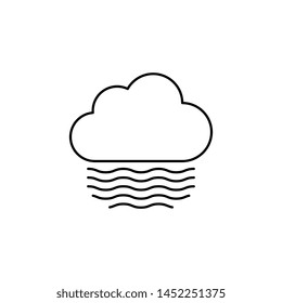 cloud with fog thin line icon on white background. simple flat vector foggy weather symbol. eps 10