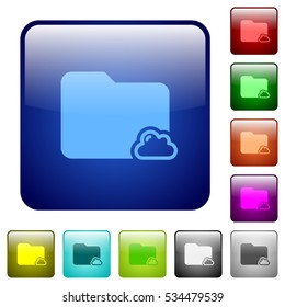 Cloud folder color glass rounded square button set