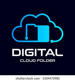 Cloud folder digital vector logo template. Suitable for internet, hosting logo. 