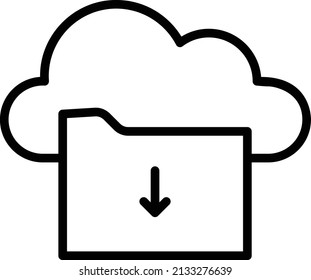 Cloud Folder Icon, Cloud Computing Sign And Symbol Isolated On White Background.