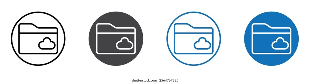 Cloud folder icon flat editable icon mark set.