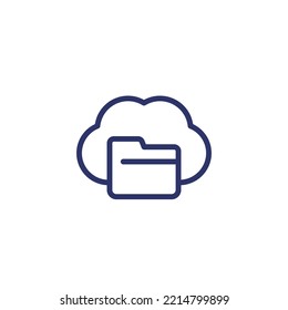 cloud folder icon, line vector