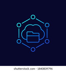 cloud folder icon, linear vector