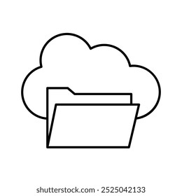 ícone de pasta na nuvem. Design de estilo de estrutura de tópicos isolado no plano de fundo branco