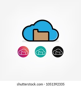 Cloud with folder icon vector.