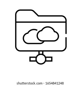 Cloud folder line icon, concept sign, outline vector illustration, linear symbol.