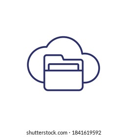 cloud folder line icon on white