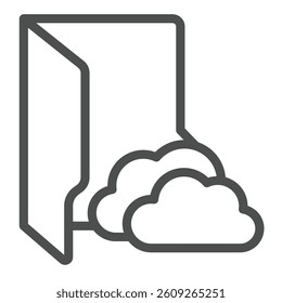 Cloud folder line icon, windows pack concept. Vector graphics.  Folder with cloud storage, remote data sign on white background, outline style icon for mobile or web design