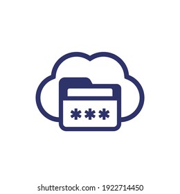cloud folder with password, vector icon