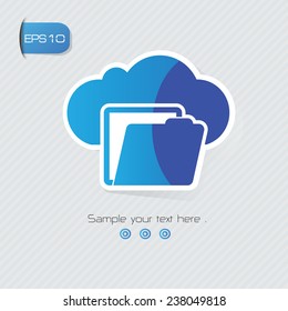 Cloud folder symbol,sticker design,blue version,clean vector