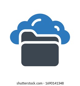 cloud folder vector glyph color icon 