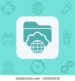 Cloud folder vector icon sign symbol