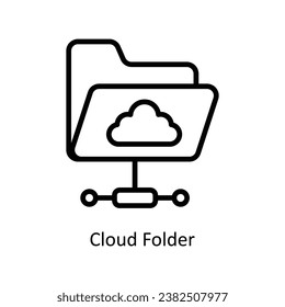 Cloud Folder vector  outline Design illustration. Symbol on White background EPS 10 File 