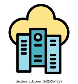 Cloud folders icon. Outline cloud folders vector icon color flat isolated