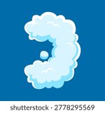 Cloud font or cartoon fluffy white smoke, typeface letter for heaven type, vector English alphabet. ABC cloud font or letter J of fluffy cotton or air puff in sky for cloudy sky smoke typeface