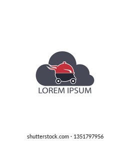 Cloud Food delivery logo design. Fast delivery service sign. Online food delivery service.