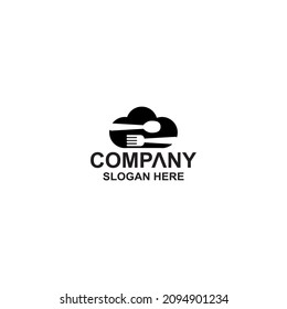 Diseño de vectores de plantillas de logotipos de alimentos en la nube