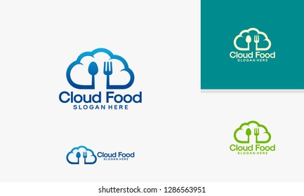 Cloud Food logo template, Online Food logo designs vector