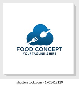 cloud and food logo template vector, food logo design inspiration
