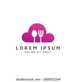 cloud and food negative space logo design