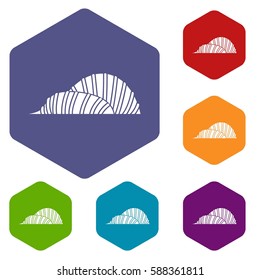 Cloud Forest and Flower Dome at Gardens by the Bay icons set rhombus in different colors isolated on white background