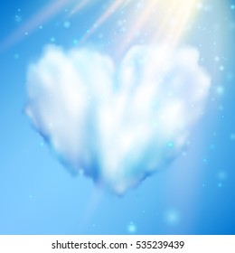 Cloud in form of heart against blue sky. Valentine s day. EPS 10 vector file included