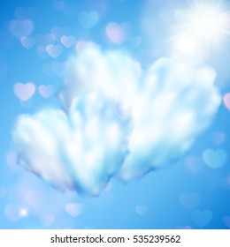 Cloud in form of heart against blue sky. Valentine s day. EPS 10 vector file included