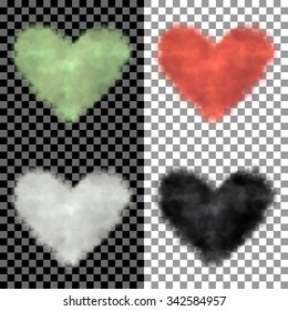 a cloud in the form of heart icon set on transparent background. Vector illustration.