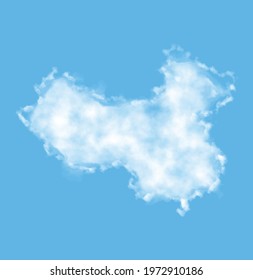 Cloud in the form of a map of China, watercolor in vector format