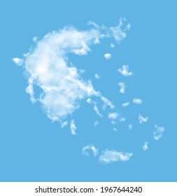 Nube en forma de mapa de Grecia, acuarela en formato vectorial