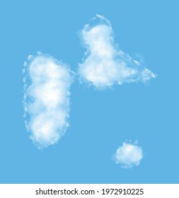Cloud in the form of a map of Guadelupe, watercolor in vector format