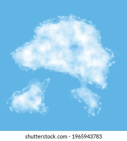 Cloud in the form of a map of Hong Kong, watercolor in vector format