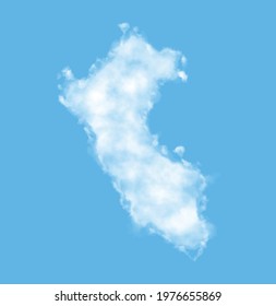 Cloud in the form of a map of Peru, watercolor in vector format