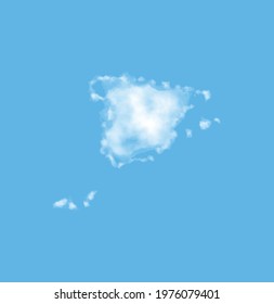 Cloud in the form of a map of Spain, watercolor in vector format