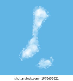 Cloud in the form of a map of St Peirre and Miquelon, watercolor in vector format