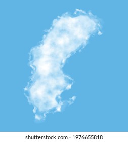 Cloud in the form of a map of Sweden, watercolor in vector format