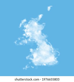Cloud in the form of a map of United Kingdom, watercolor in vector format