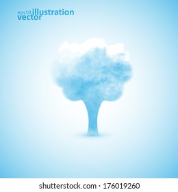 Cloud in the form of a tree, creative vector illustration eps10