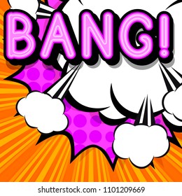 Cloud frame for bang expression, popart speech bubble, style comic book 